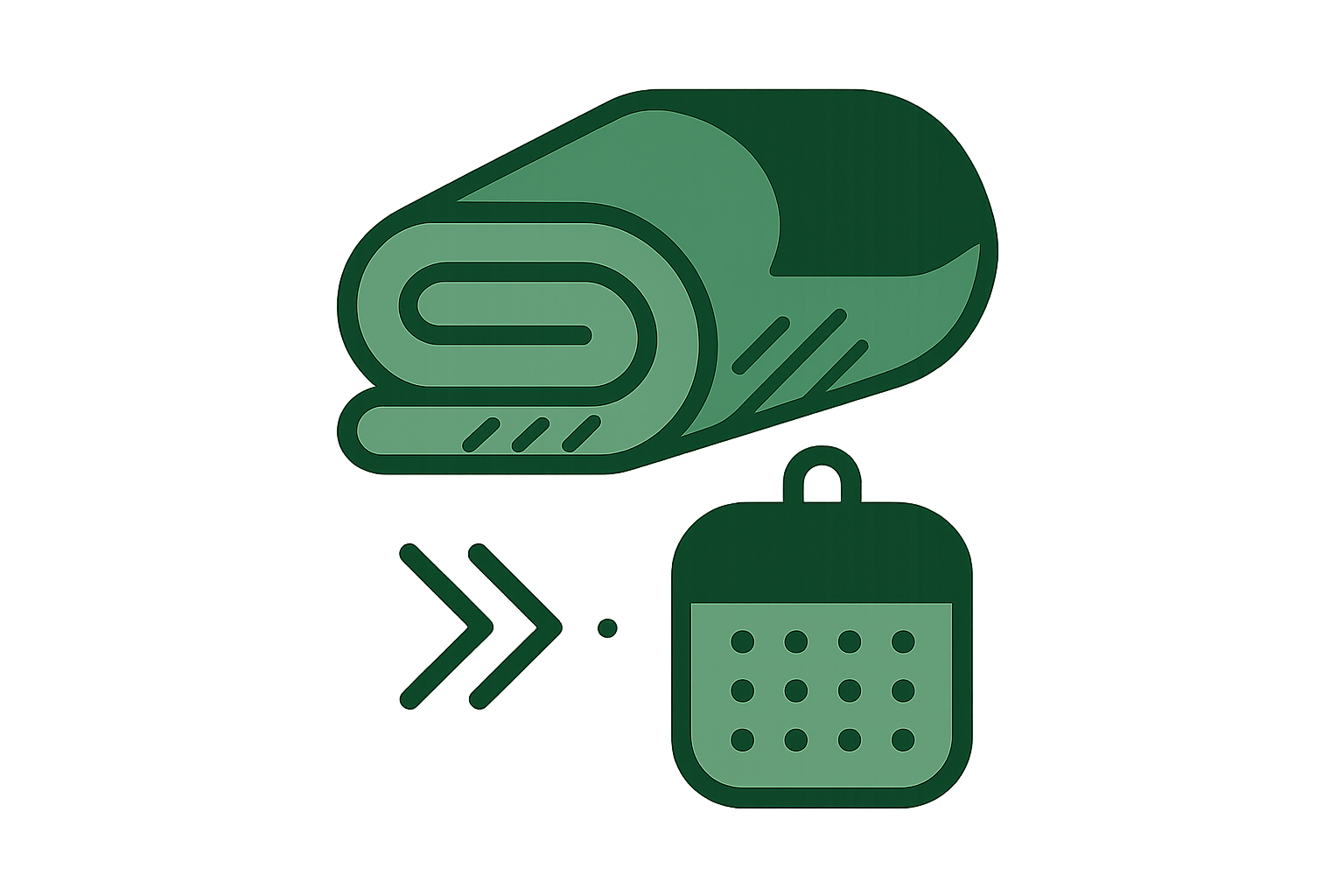 generate icon for Compact for easy travel no text just icon in green colour icon should show Compact for easy travel it is actuaaly for towel so make acordingly Compact for easy travel