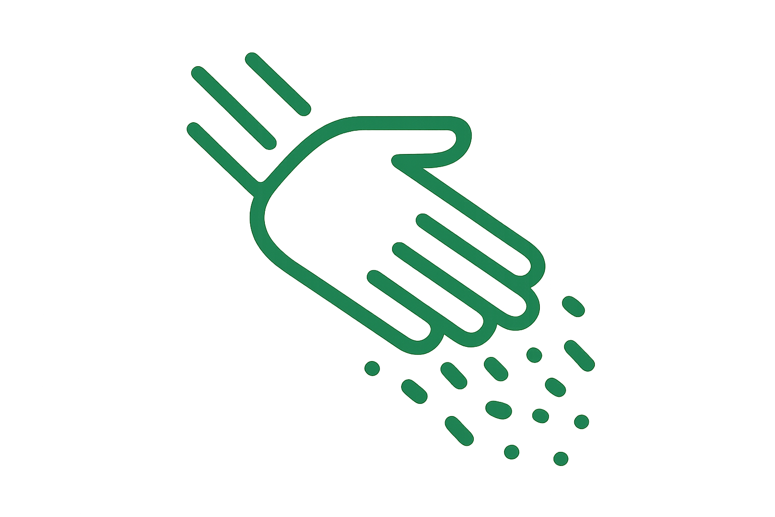 generate icon for Shake off pesky sand icon should not have any text and it shouldbe showing sand proof green in colour perfect for thos Shake off pesky sand