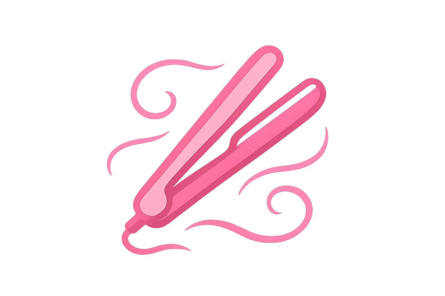 generate icon for this in pink colour Effortless, quick styling dont write any text creat icon carefully and acordingly 